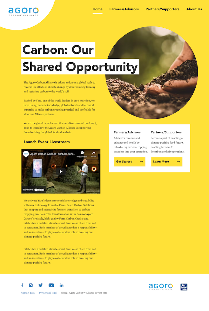 Screenshot of Agoro Homepage