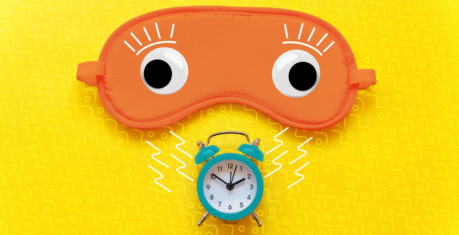 Sleeping mask waking up to an alarm clock