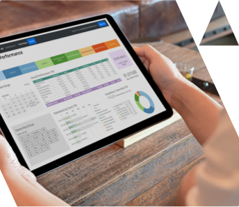 Picture of an analytics dashboard on a tablet device