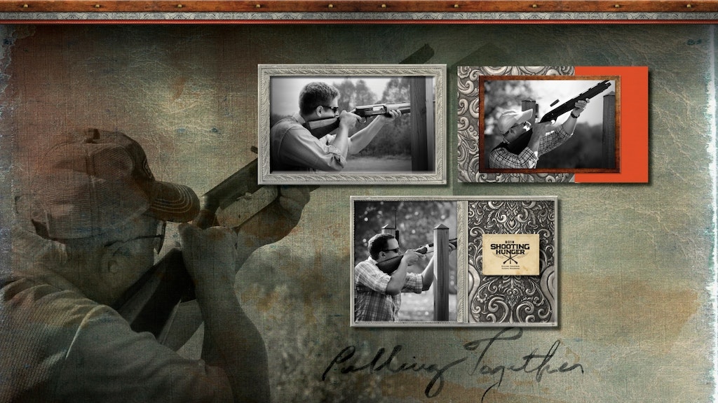 Cepia photos of men shooting skeet